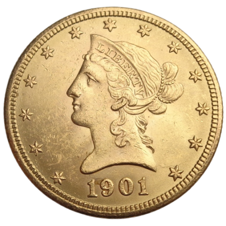 Złota moneta 10 dolarów "Liberty" 1866-1907 r