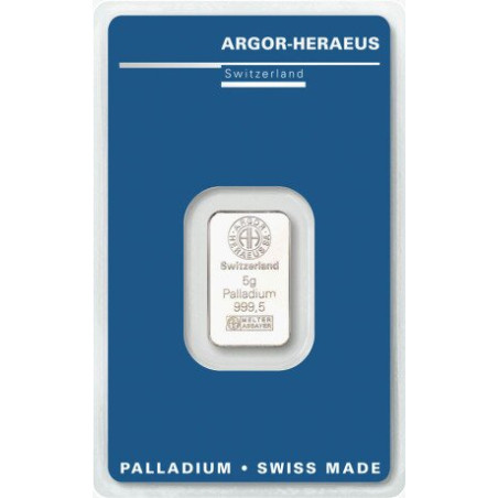 Sztabka palladu 5 gramów ARGOR-HERAEUS LBMA
