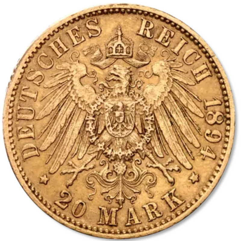 Złota Moneta 20 Marek Cesarstwo Niemieckie 1890 - 1913 r