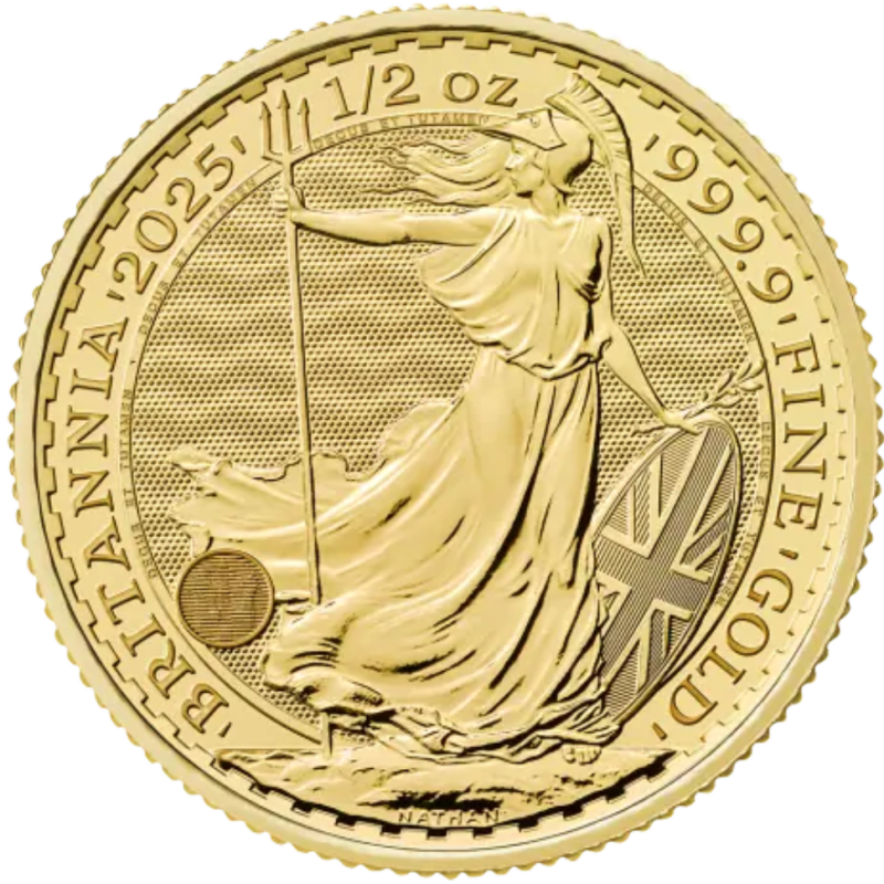 Złota moneta 1/2 uncji Britannia 2025 r Karol III