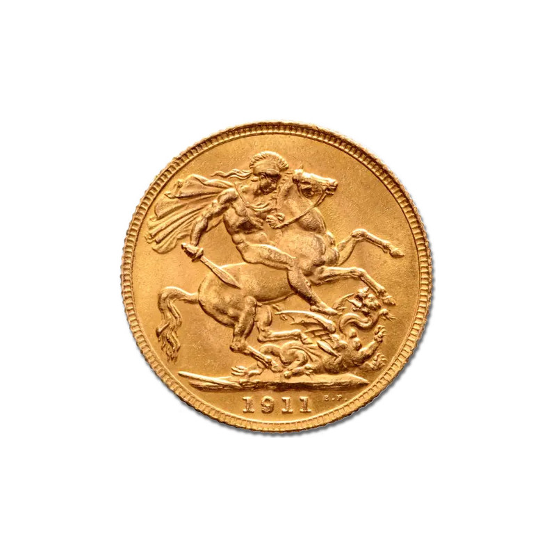 Złota moneta 1 Suweren Król Jerzy V 1911 - 1932 r.