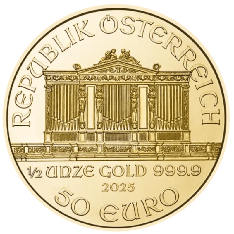 Złota moneta 1/2 uncji Wiedeński Filharmonik 2025 r