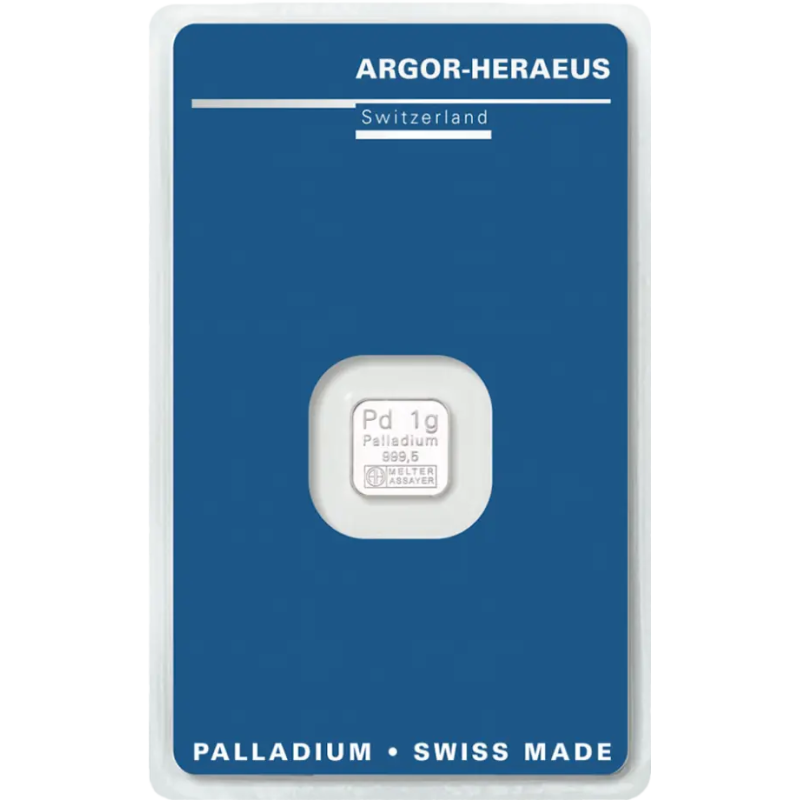 Sztabka palladu 1 gram ARGOR-HERAEUS LBMA