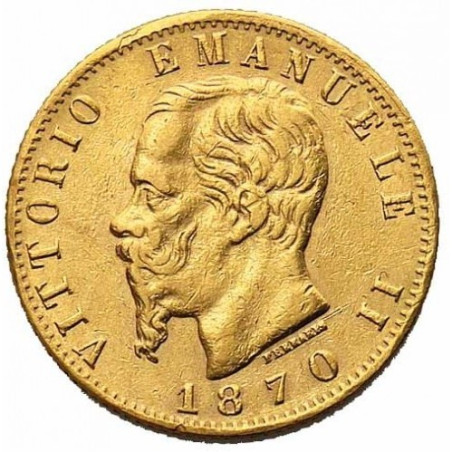 Złota Moneta 20 Lirów Włochy Król Wiktor Emanuel II (1861 - 1878)