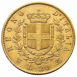 Złota Moneta 20 Lirów Włochy Król Wiktor Emanuel II (1861 - 1878)