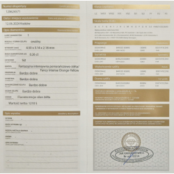 Diament Naturalny Owal Fancy Intense Orange-Yellow 0.26 ct SI2
