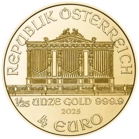 Złota moneta 1/25 uncji Wiedeński Filharmonik 2025 r