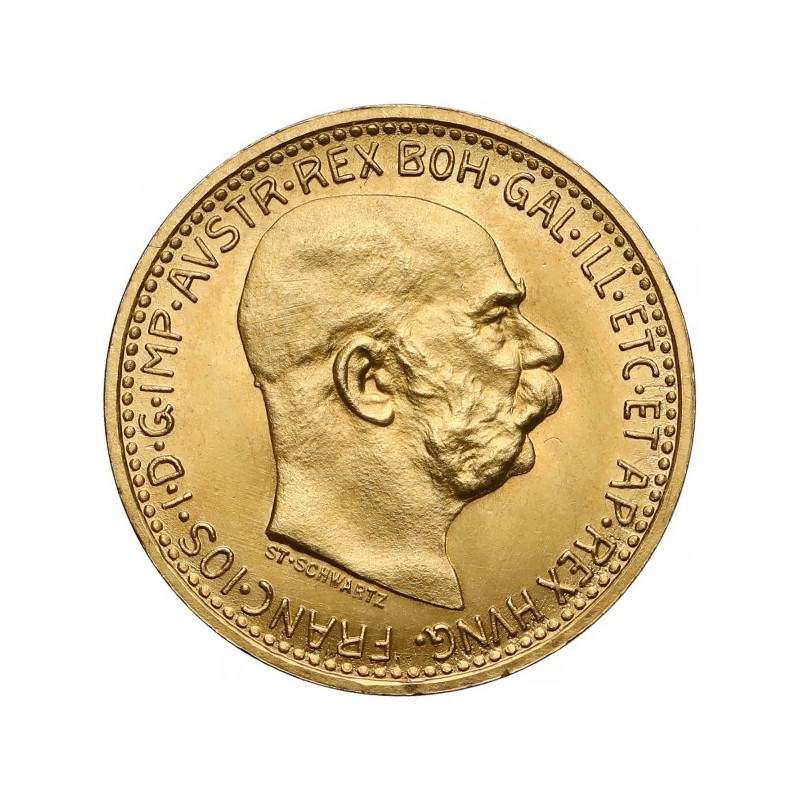 Złota moneta 10 Koron Austria nowe bicie