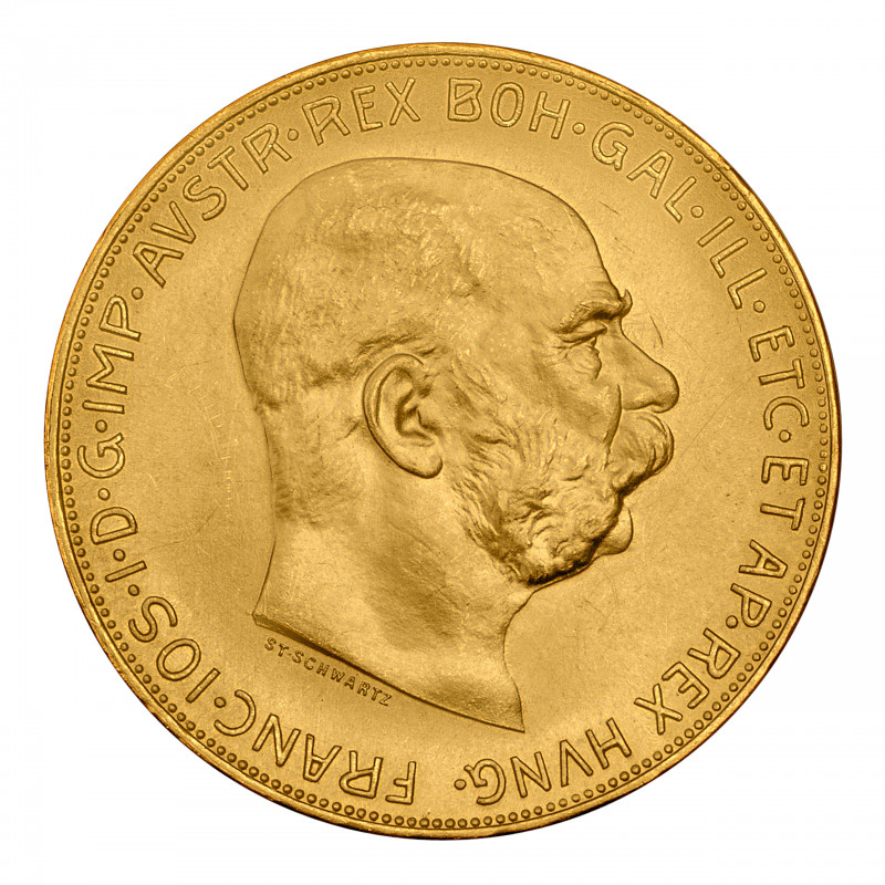 Złota moneta 100 koron Franciszek Józef I Austria nowe bicie