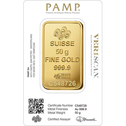 Sztabka Złota 50 gramów  PAMP LBMA