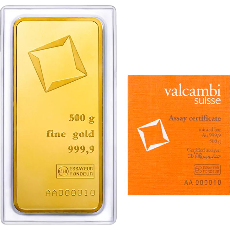 Sztabka Złota 500 gramów VALCAMBI LBMA - bita